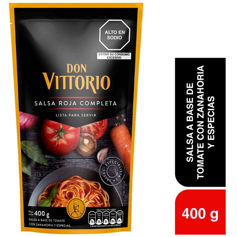 Salsa Roja Lista para Servir DON VITTORIO Doypack 400g