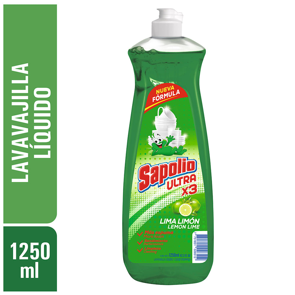 Lavavajilla Líquido SAPOLIO Lima Limón Botella 1.25L