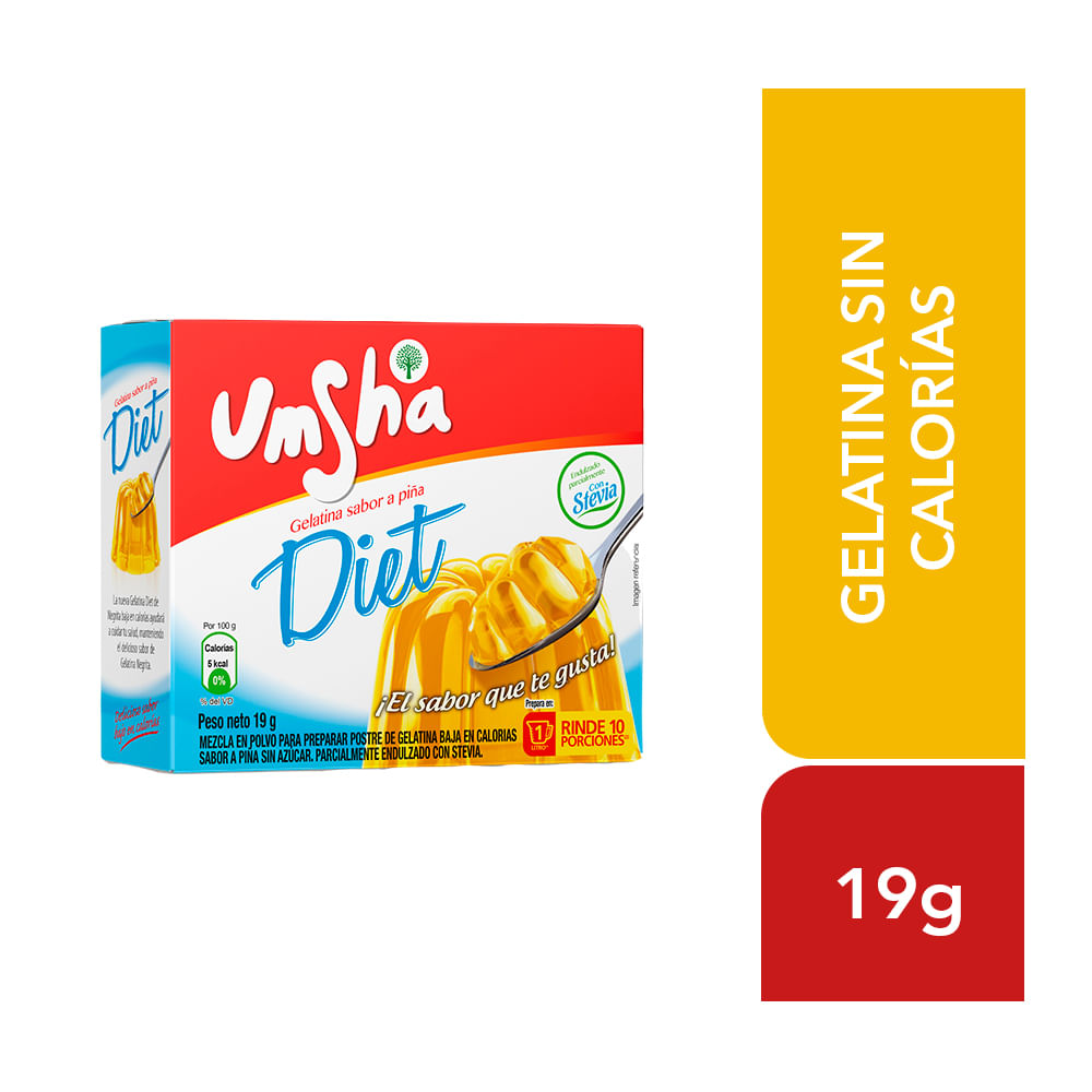 Gelatina Diet UMSHA Sabor a Piña Caja 19g plazaVea Supermercado