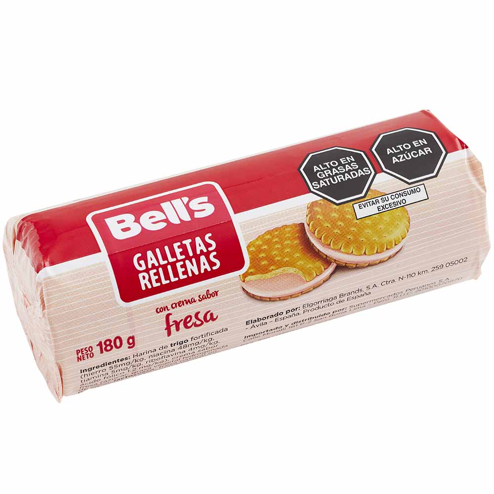 Galletas Rellenas con Crema sabor a Fresa BELL'S Paquete 180g