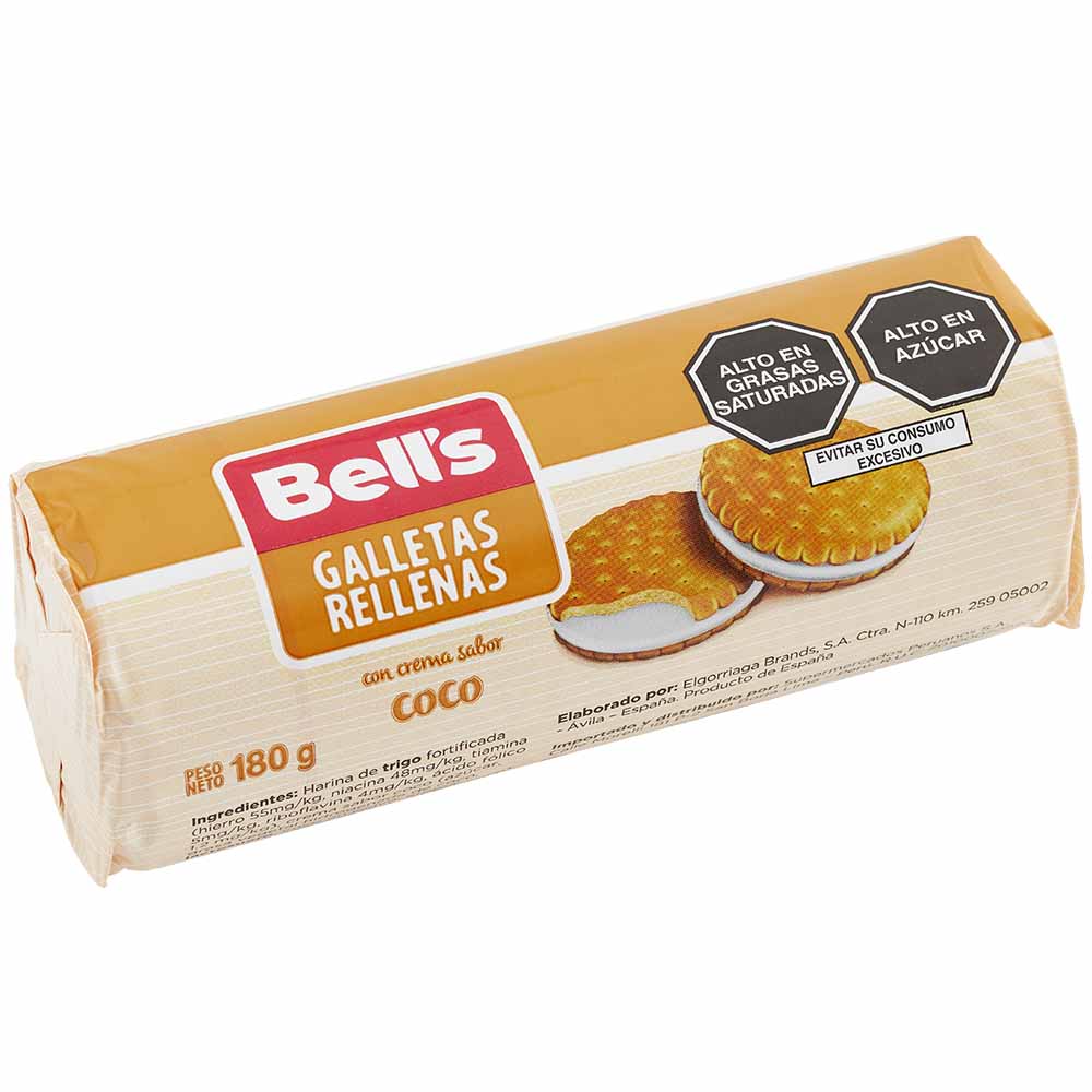 Galletas Rellenas con Crema sabor a Coco BELL'S Paquete 180g