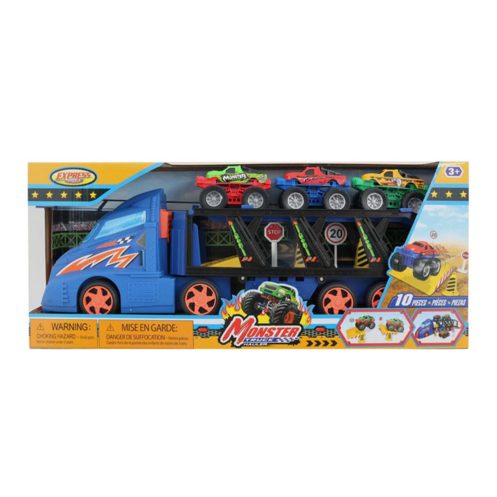 Carro Monster Truck Express Wheels Set De Juego Hauler plazaVea