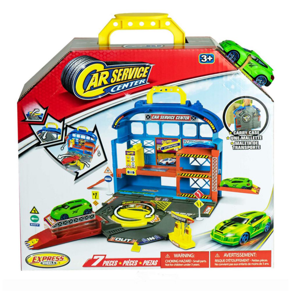 Set De Juego Express Wheels Centro Servicio Para Autos 7 Piezas