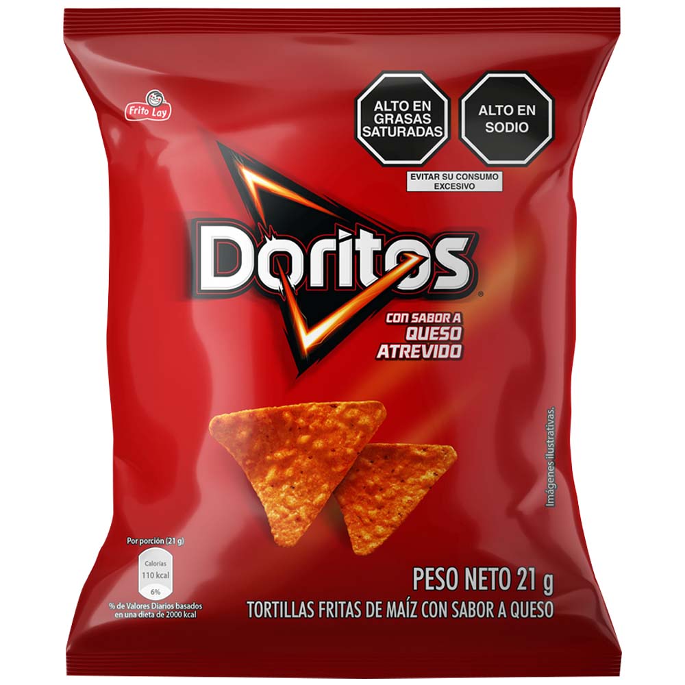 Tortillas Fritas de Maíz DORITOS Queso Atrevido Bolsa 21g | plazaVea ...