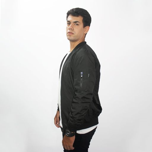 chaqueta moto hombre estilo bomber color negro Tallas Ropa S