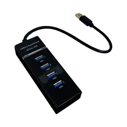 Regleta USB con interruptores 4xUSB-A 3.0 negro