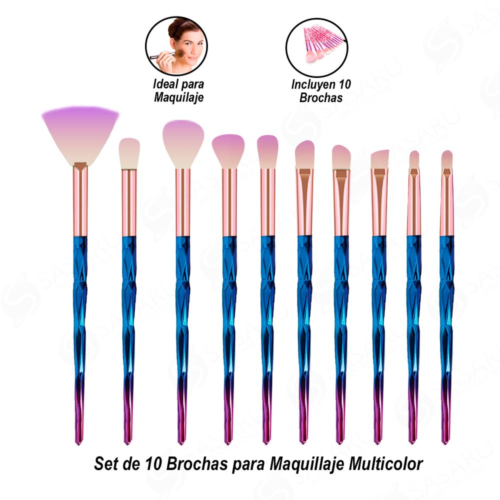 Set de 10 Brochas para Maquillaje Multicolor | plazaVea - Supermercado