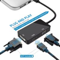 Adaptador Mini Displayport a Hdmi Vga Dvi Convertidor 3 en 1 Thunderbolt - NEGRO