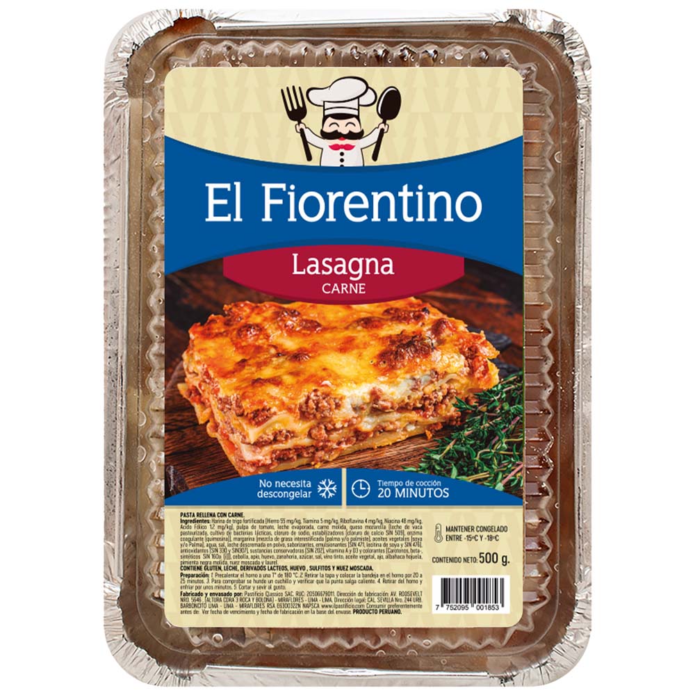 Lasagna de Carne EL FIORENTINO Bandeja 500g