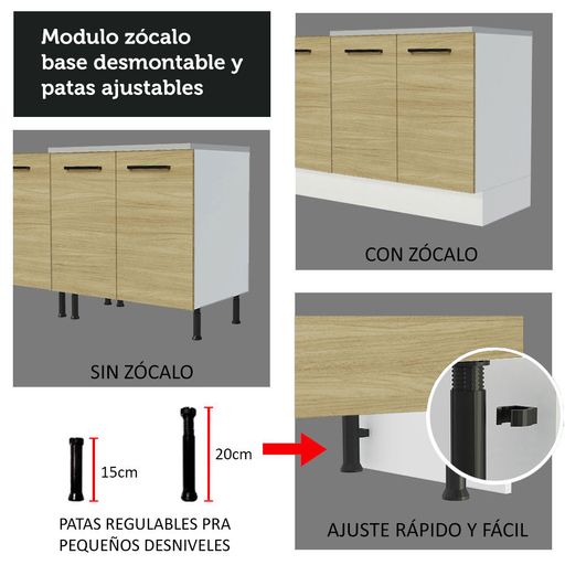 Mueble De Cocina Alacena Madesa Agata Sin Lavadero 270 Cm Gris