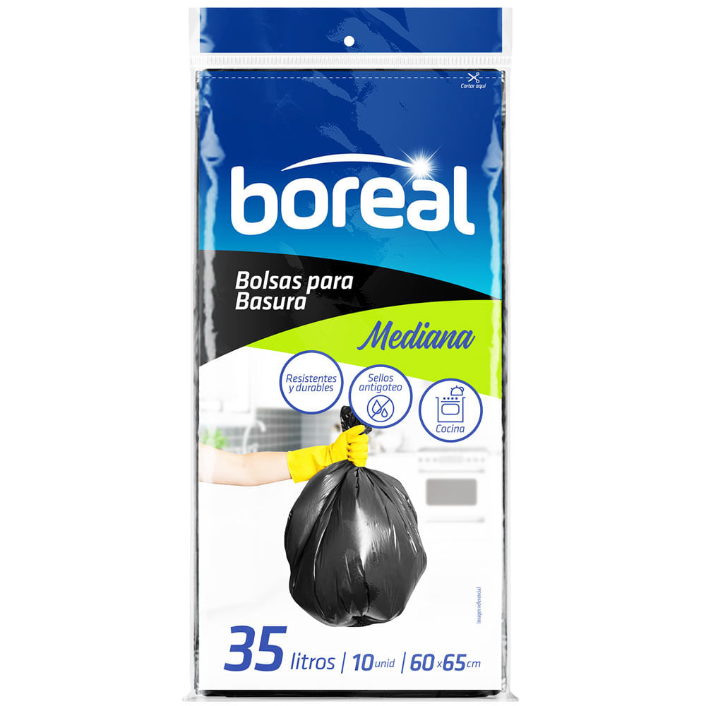 Bolsa para Basura 35L x10un BOREAL Color Negro