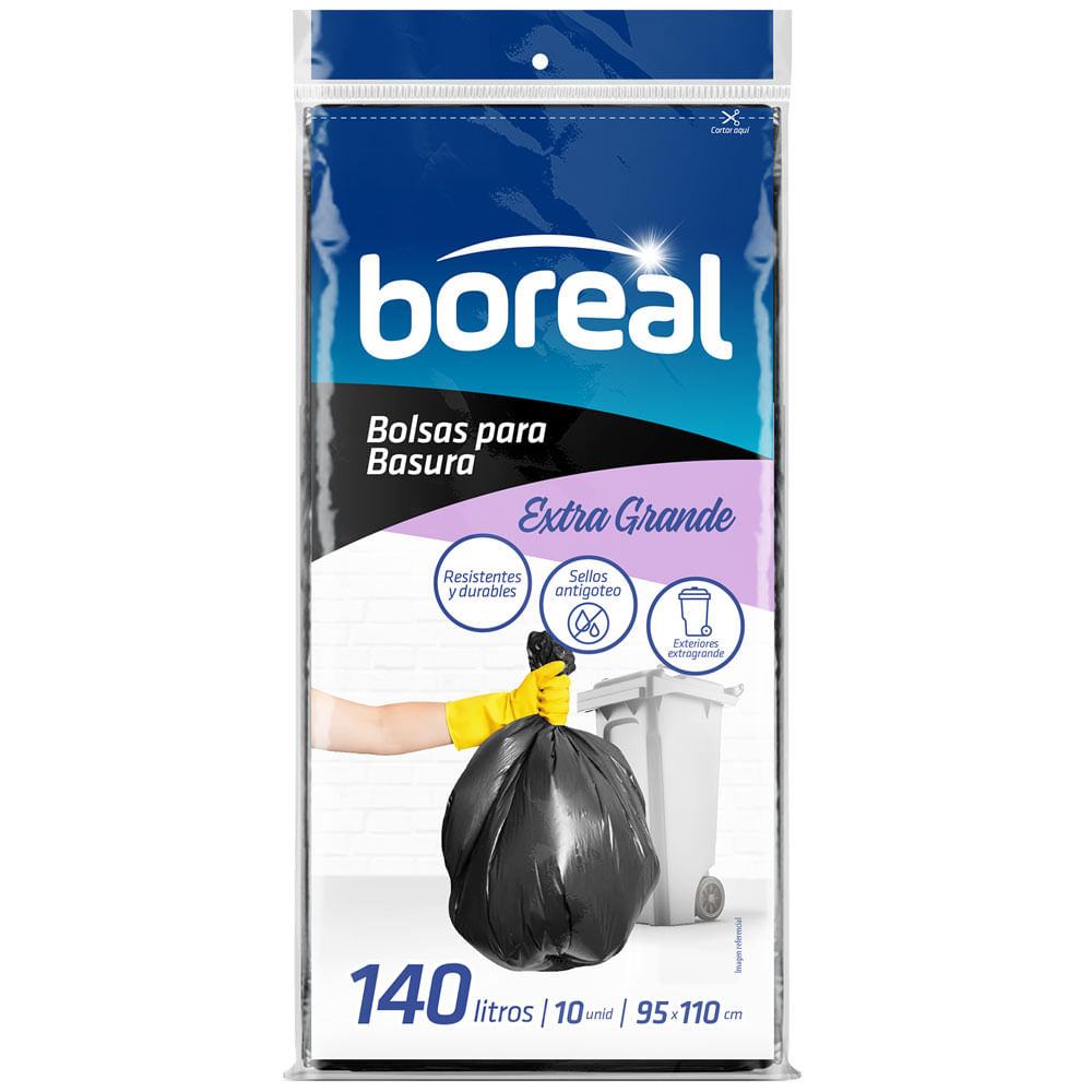 Bolsa para Basura 140L x10un BOREAL Color Negro