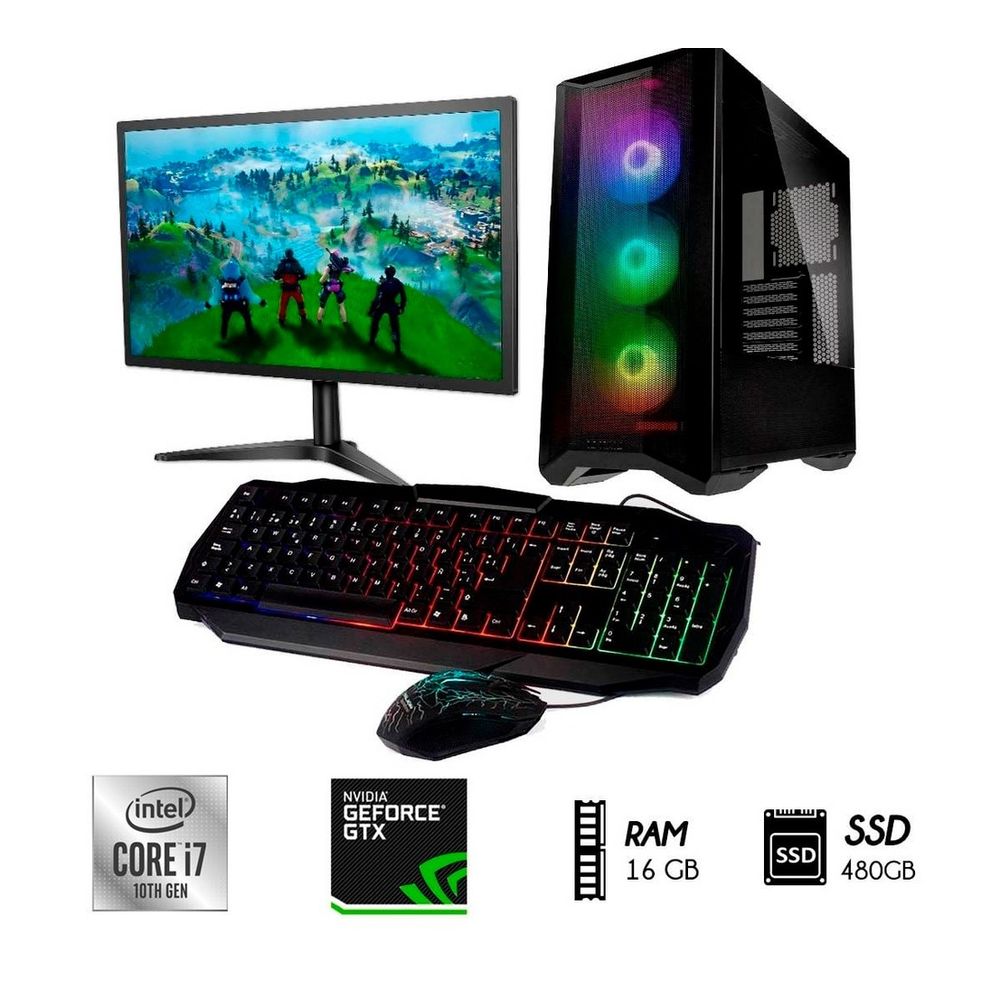 Computadora PC Gamer Intel Core i7-10TH RAM 16GB SSD 480GB Video ...