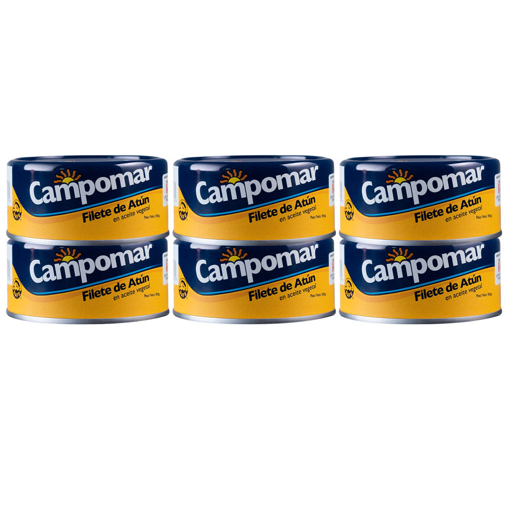 Filete de Atún CAMPOMAR en Aceite Vegetal Lata 150g Paquete 6un