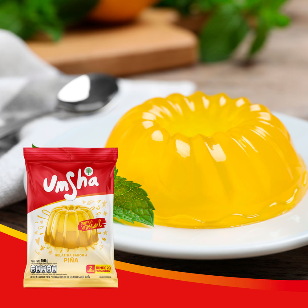 Gelatina UMSHA Sabor a Piña Bolsa 150g plazaVea Supermercado