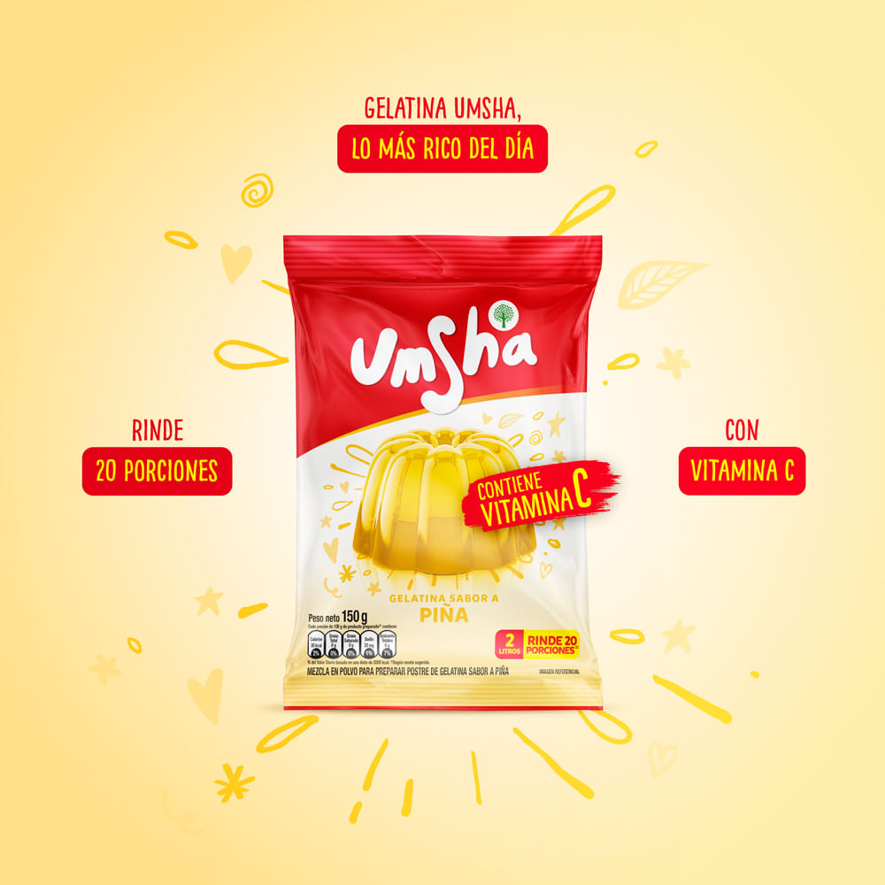 Gelatina UMSHA Sabor a Piña Bolsa 150g plazaVea Supermercado