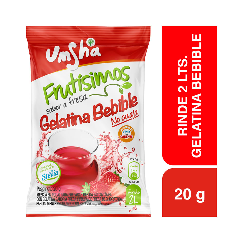 Gelatina Bebible UMSHA FRUTÍSIMOS Sabor Fresa Bolsa 20g