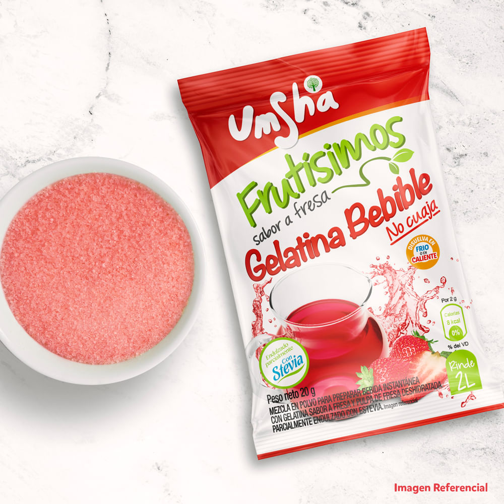 Gelatina Bebible UMSHA Fresa Bolsa 20g plazaVea plazaVea PRD