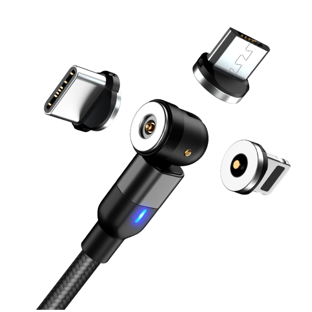 Cable Cargador Magnético 2A Greenport 540 MicroUsb Tipo C Ios Negro 2M