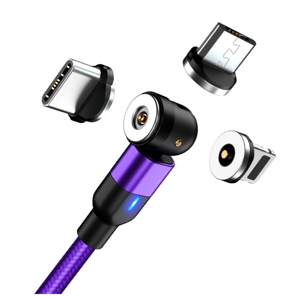 Cable Cargador Magnético 2A Greenport 540 MicroUsb Tipo C Ios Morado 2M