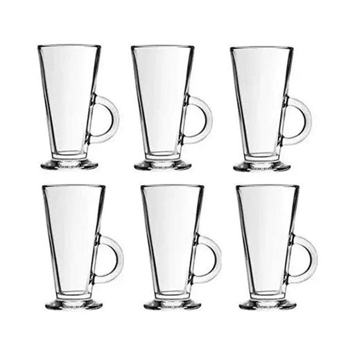 Juego de 6 Tazas de Vidrio para Café Capuccino Tallo Alto - Promart