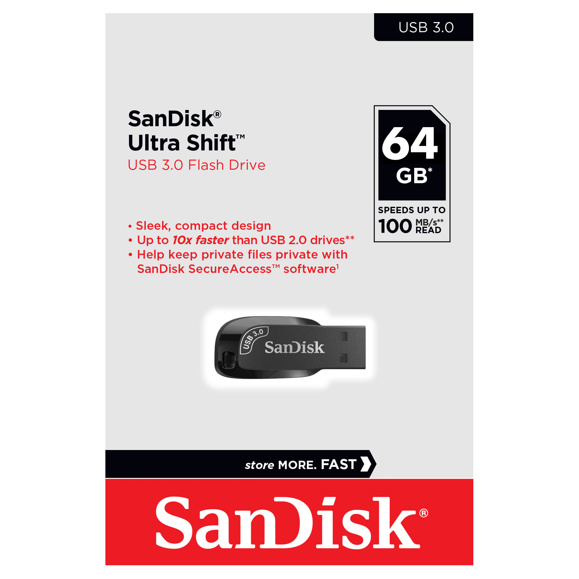 Memoria USB 3.0 Sandisk 64GB Negro