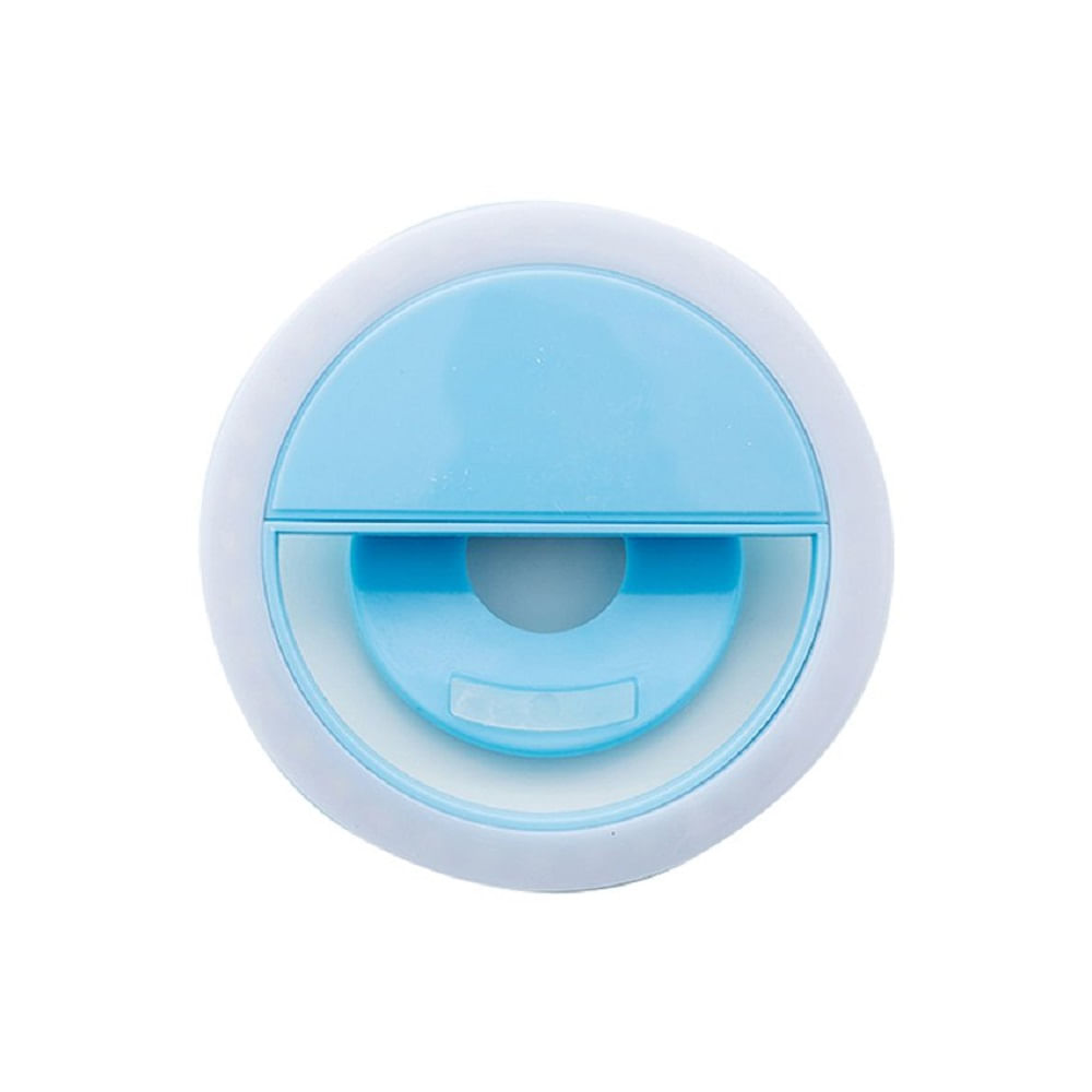 Aro Anillo de Luz Led Celulares Carga USB Selfie Smartphone Celeste