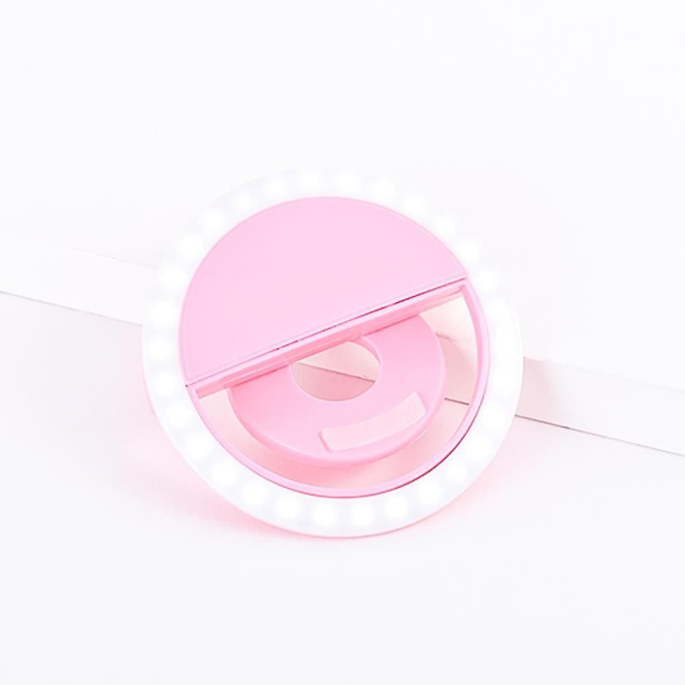 Aro Anillo de Luz Led Celulares Carga USB Selfie Smartphone Rosado