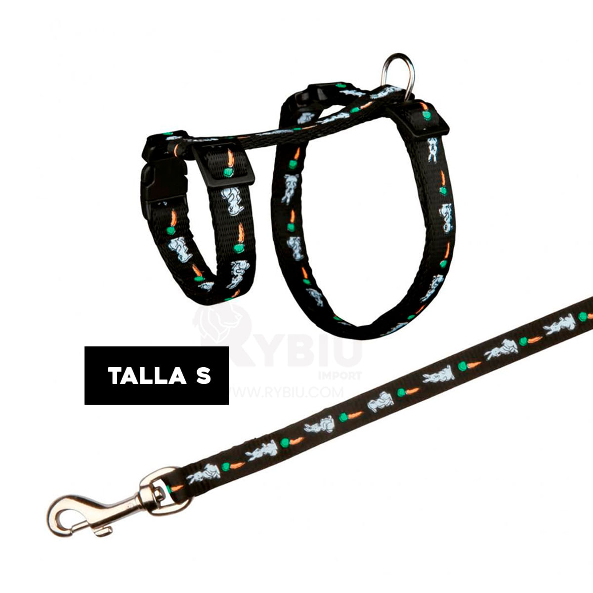 Correa Para Conejillo de India Negro