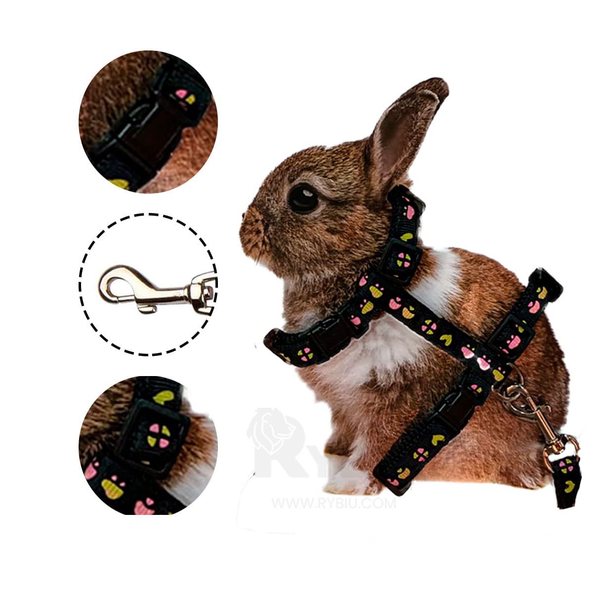 Arnes de Conejo Ajustable Negro