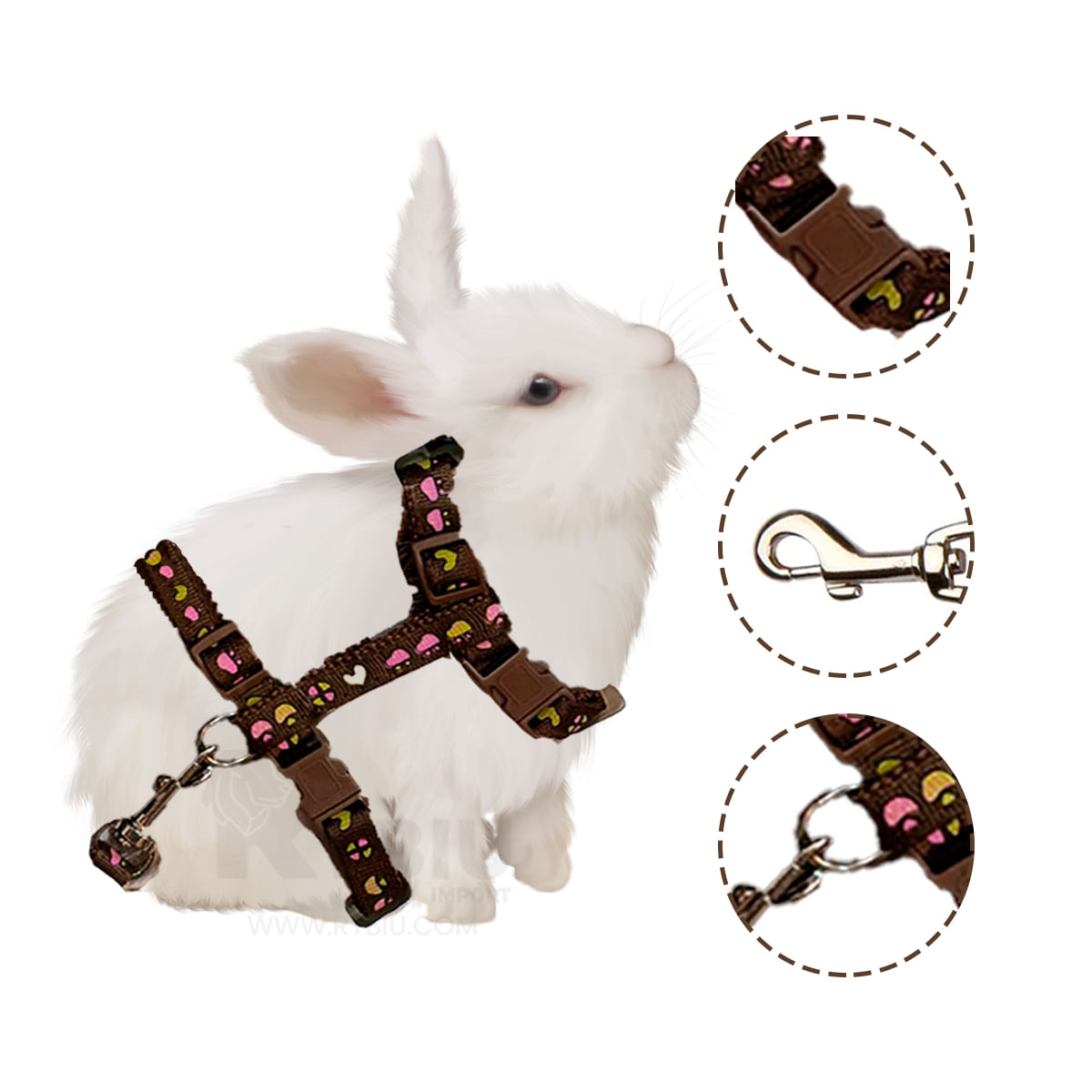 Correa Ajustable Para Conejo Marrón