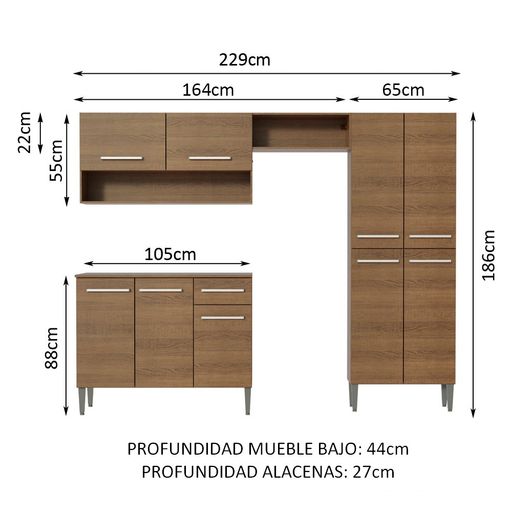 Mueble Organizador de Cocina Leyla 3 Cajones 1 Puerta