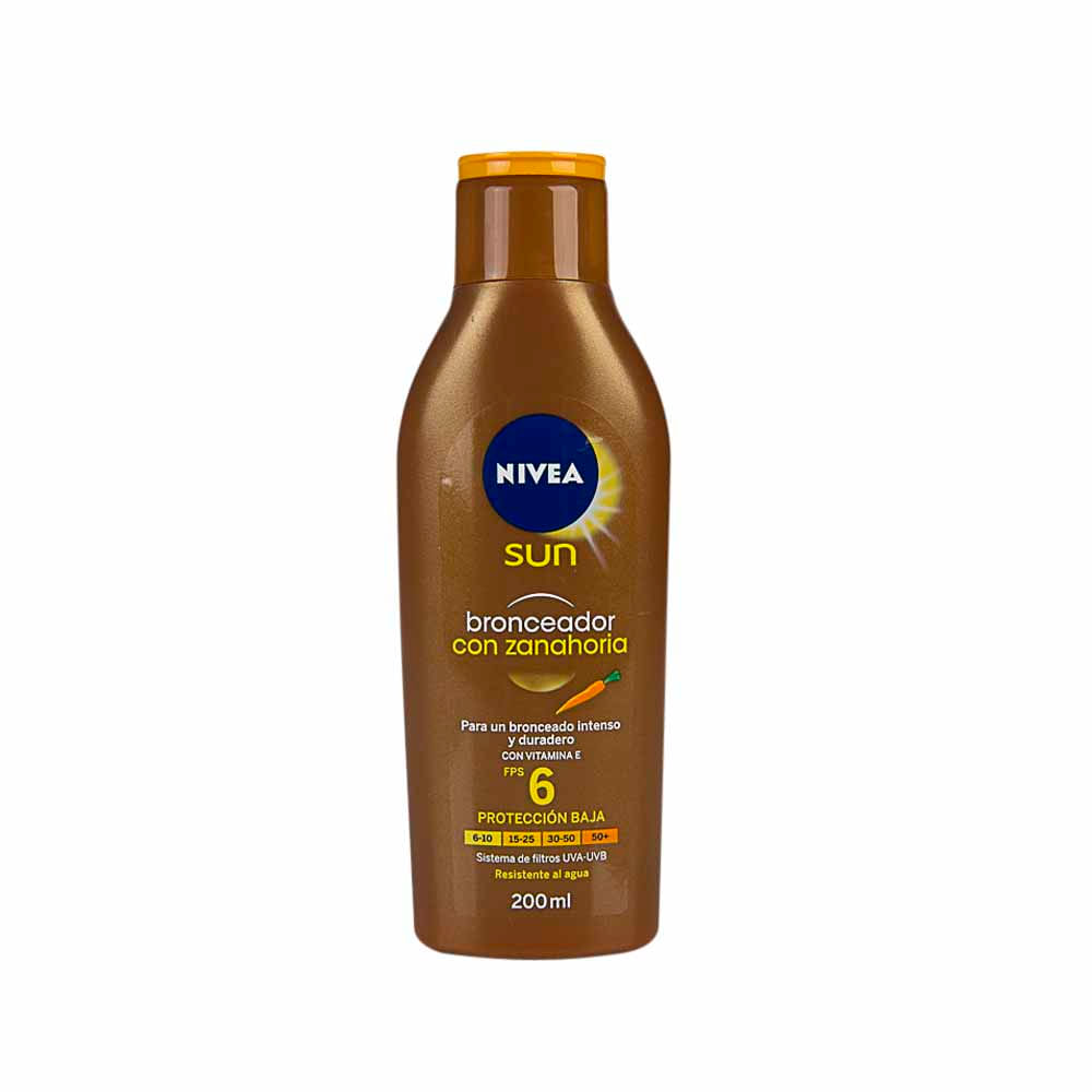 Protector Solar NIVEA SUN Bronceador Zanahoria FPS6 Frasco 200ml - Supermercado crema autobronceadora nivea
