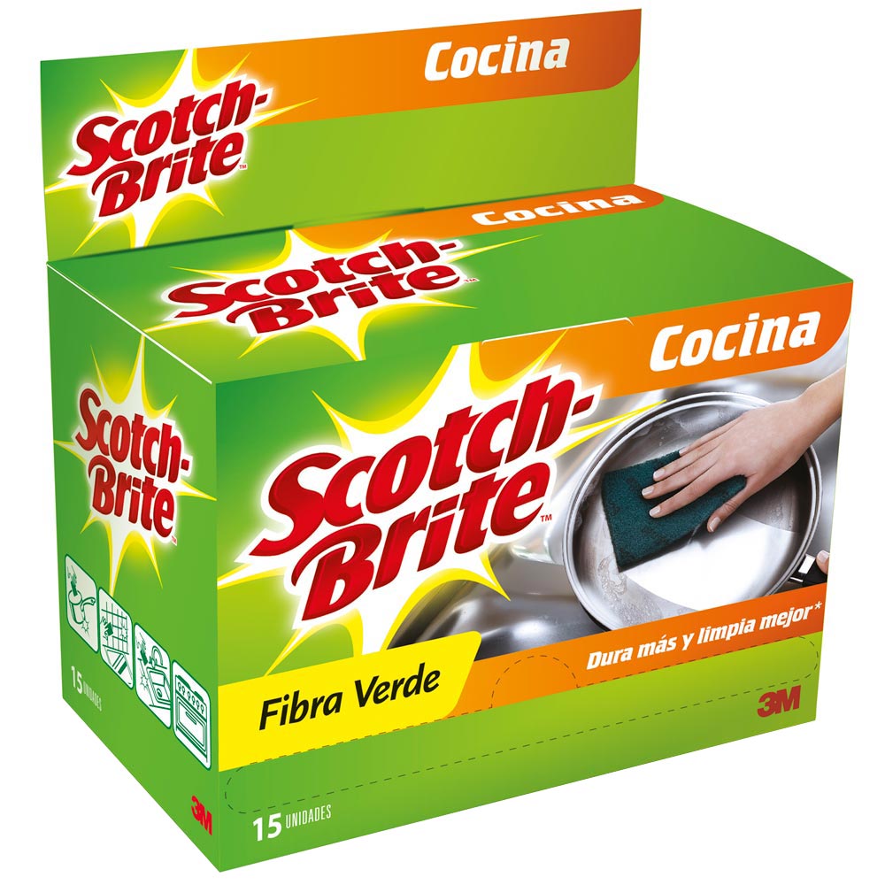 Esponja de Fibra Verde SCOTCH-BRITE Display Bolsa 15un
