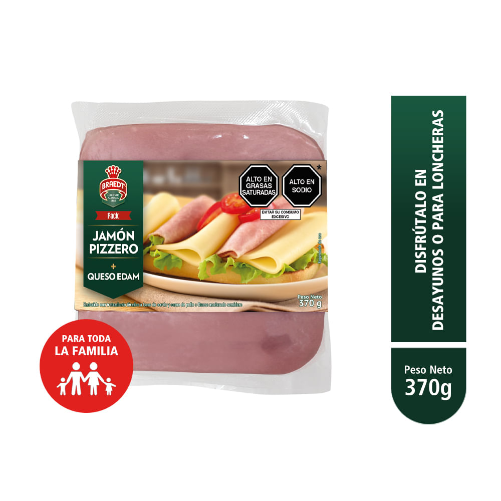 Pack Jamón Pizza BRAEDT Queso Edam 370g