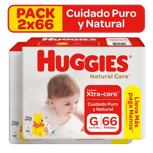 Sangriento declaración pasar por alto Pack Pañales para Bebé HUGGIES Natural Care Talla G Paquete 66un x 2un |  plazaVea - Supermercado