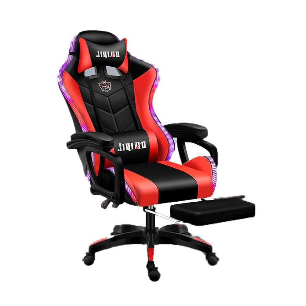Silla Gamer con Luces RGB Jiqiao Ergonómica/ Giratoria con Reposapiés
