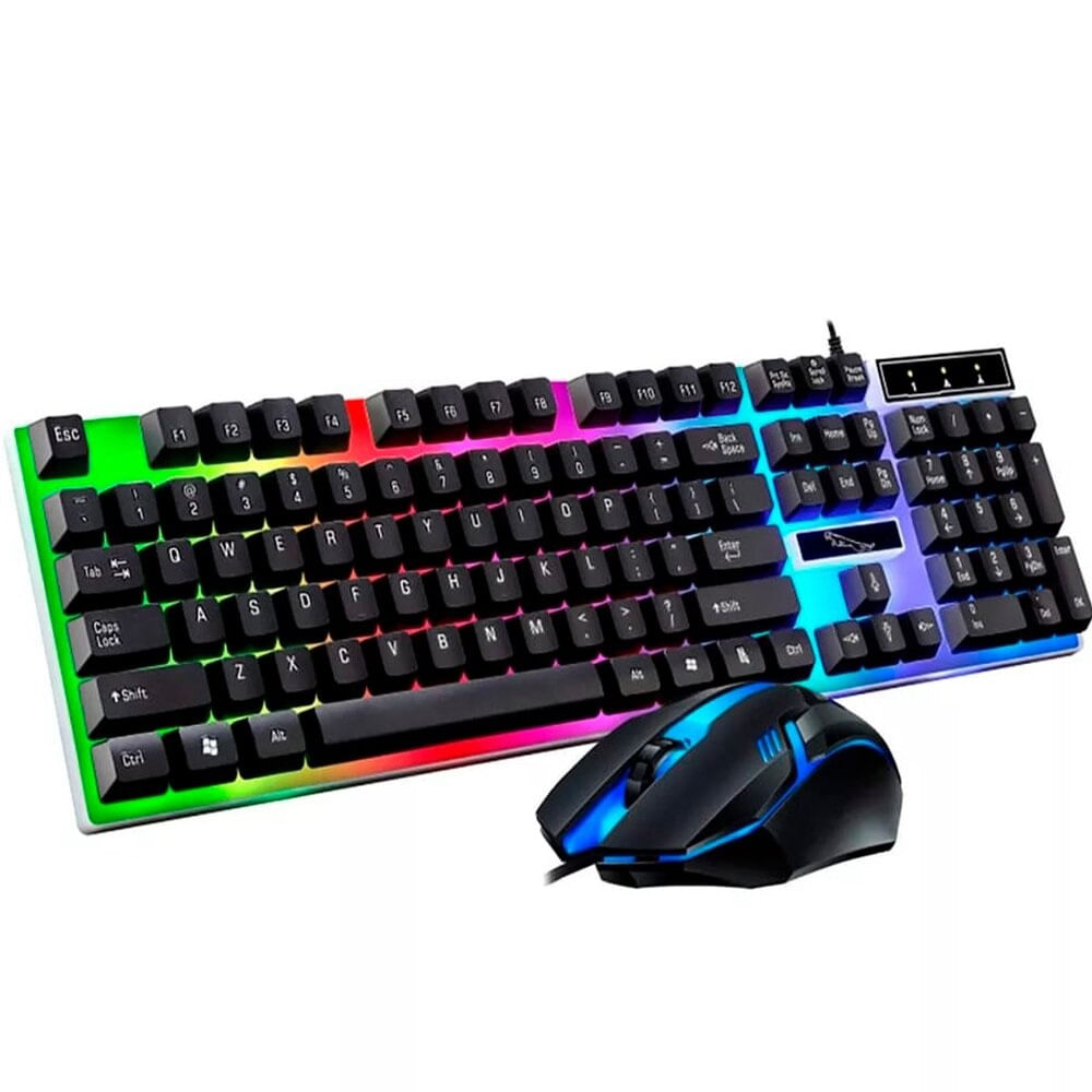 Combo Teclado y Mouse Gamer RGB Laptop PC Negro