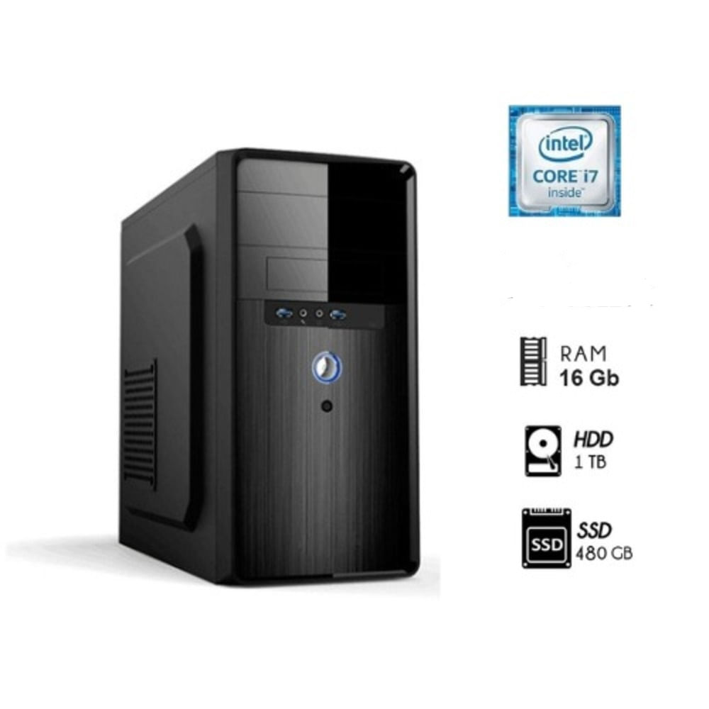 Computadora PC Intel Core i7 3.4 Ghz RAM 16GB Disco Duro 1TB + SSD 480GB Case 400W