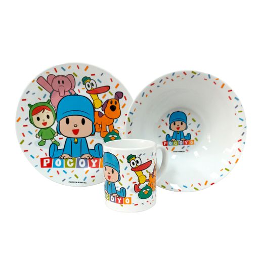 Set de vajilla de Cer mica de 3 piezas SCOOL Pocoyo plazaVea