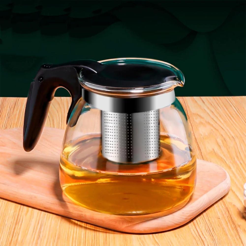 bonVIVO Teteras para té universal de cristal para infusiones con filtro y  tapa en color plata, tetera de té marroqui con capacidad de 1500ML y  resistente al calor : .es: Hogar y