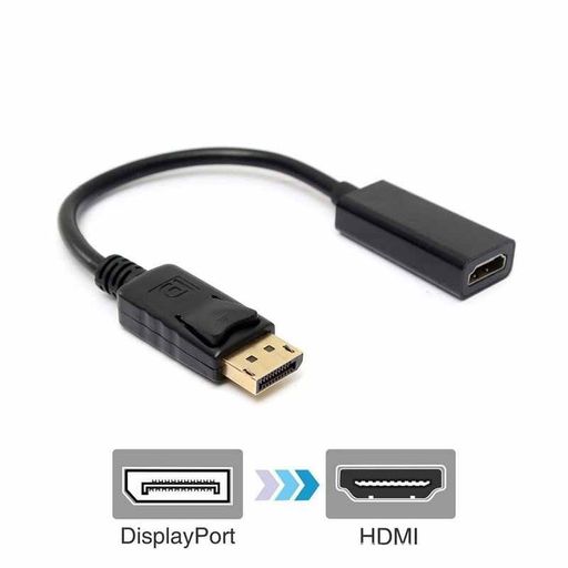 Adaptador Convertidor Display Port Dp a HDMI Dp Macho a HDMI Negro