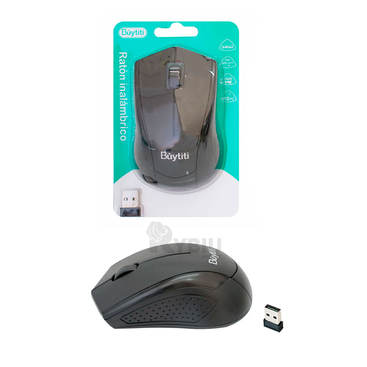 Búytiti Mouse Negro con USB Inalámbrico