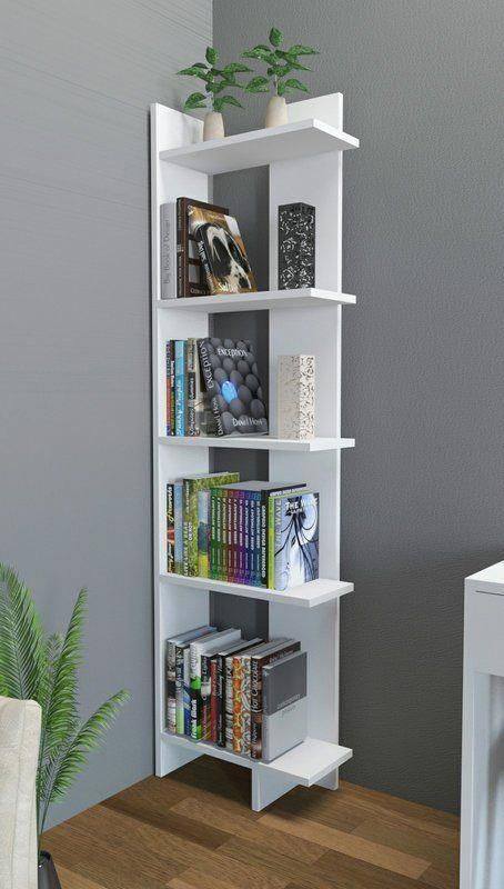 Compra Living Design Estante esquinero con 4 estantes blanco 30 x 129,5 x 30  cm (ancho x alto x fondo) al por mayor