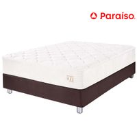 Cama Box Tarima PARAISO Pocket Max Chocolate 2 Plazas + 2 Almohadas + Protector