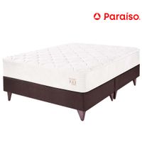 Cama Box Tarima Europea PARAISO Pocket Max Chocolate King + 2 Almohadas + Protector