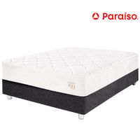 Cama Box Tarima PARAISO Pocket Max Charcoal 1.5 Plazas + 1 Almohada + Protector