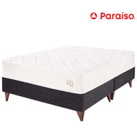 Cama Box Tarima Europea PARAISO Pocket Max Charcoal Queen + 2 Almohadas + Protector