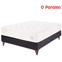 Cama Box Tarima Europea PARAISO Pocket Max Charcoal 2 Plazas + 2 Almohadas + Protector
