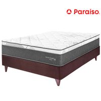 Cama Box Tarima  Europea PARAISO Pocket Star Chocolate 1.5 Plazas + 1 Almohada + Protector